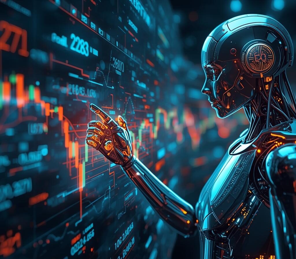 I need a landscape website banner 5226 width by 1080 height with an image of Forex trading using a Robot