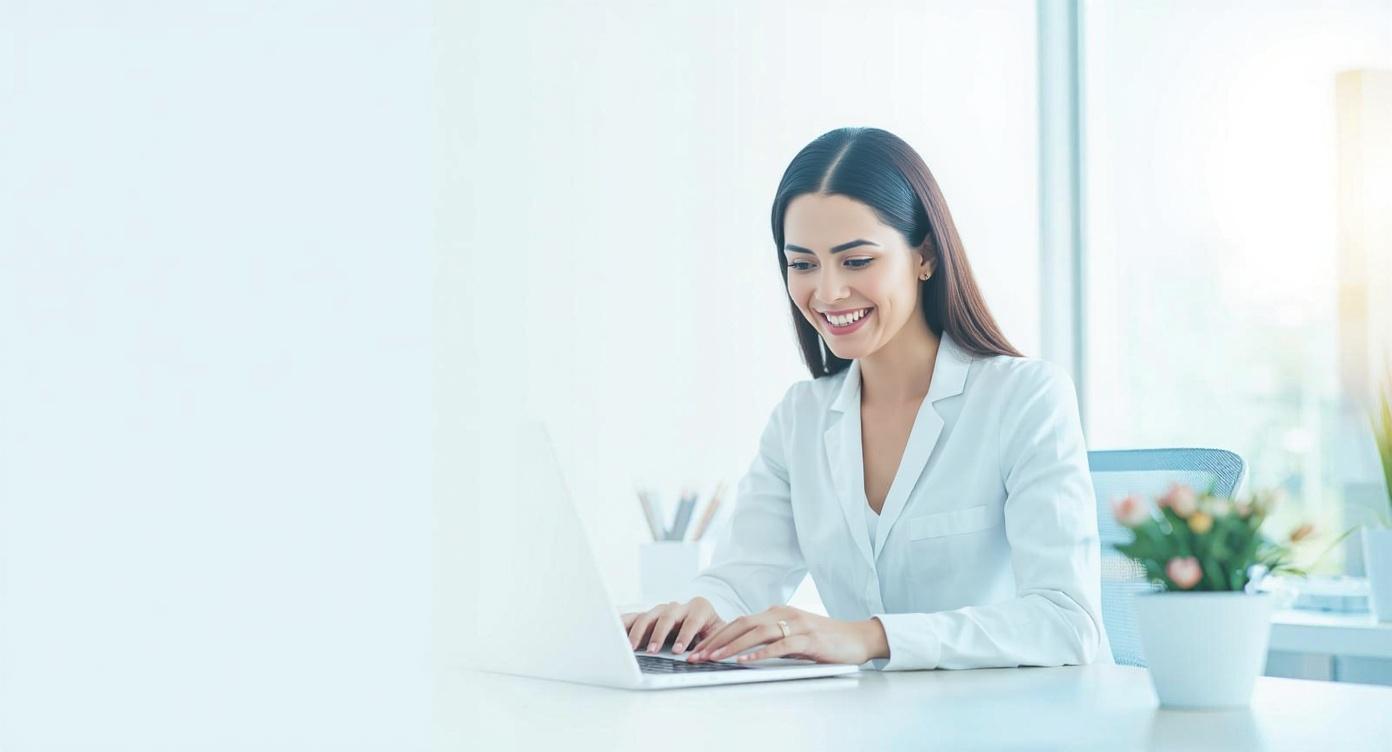 I want the image to show the lady smiling and trading Forex